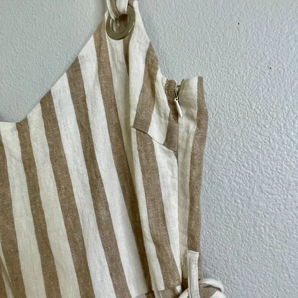 Romeo & Juliet Couture Striped Linen Jumpsuit M